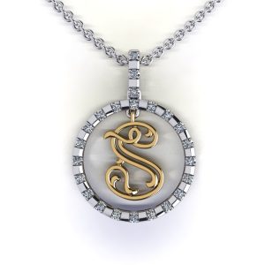 Letter S-"SP1"-Diamond Pendant. "SCRIPTIQUE" Collection by Andy Grig